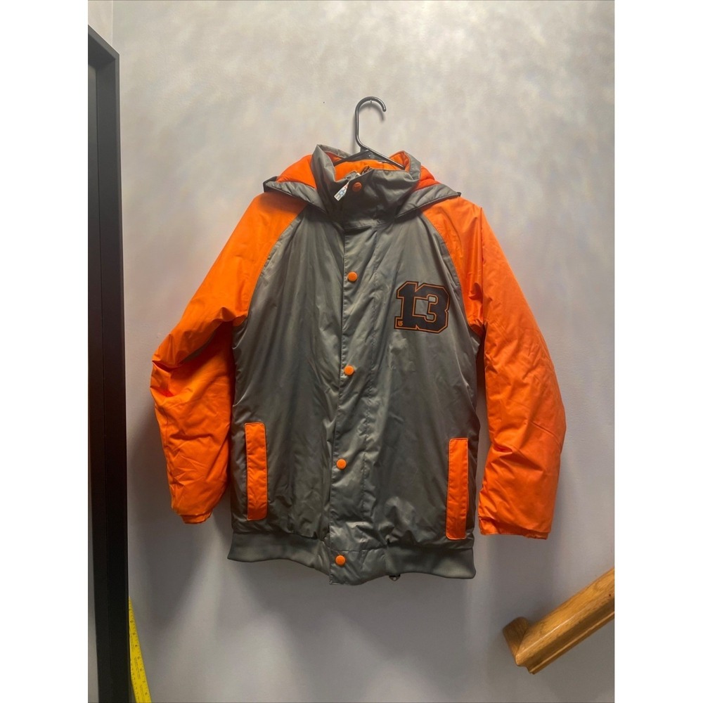 Burton Dryride Snowboard Jacket Youth XL Grey Orange Excellent Varsity 13 Hooded